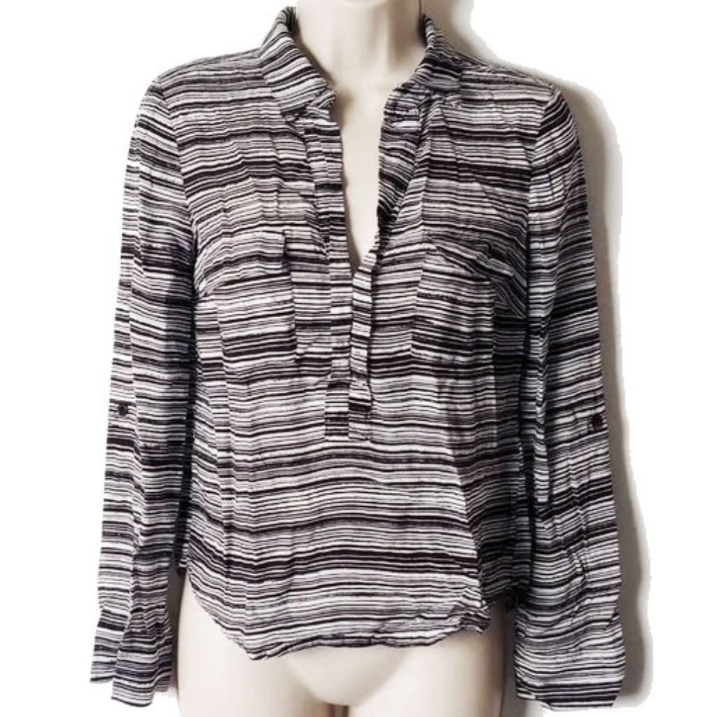Made In Usa Splendid Striped Long Sleeve Top Xs Black White 50off3